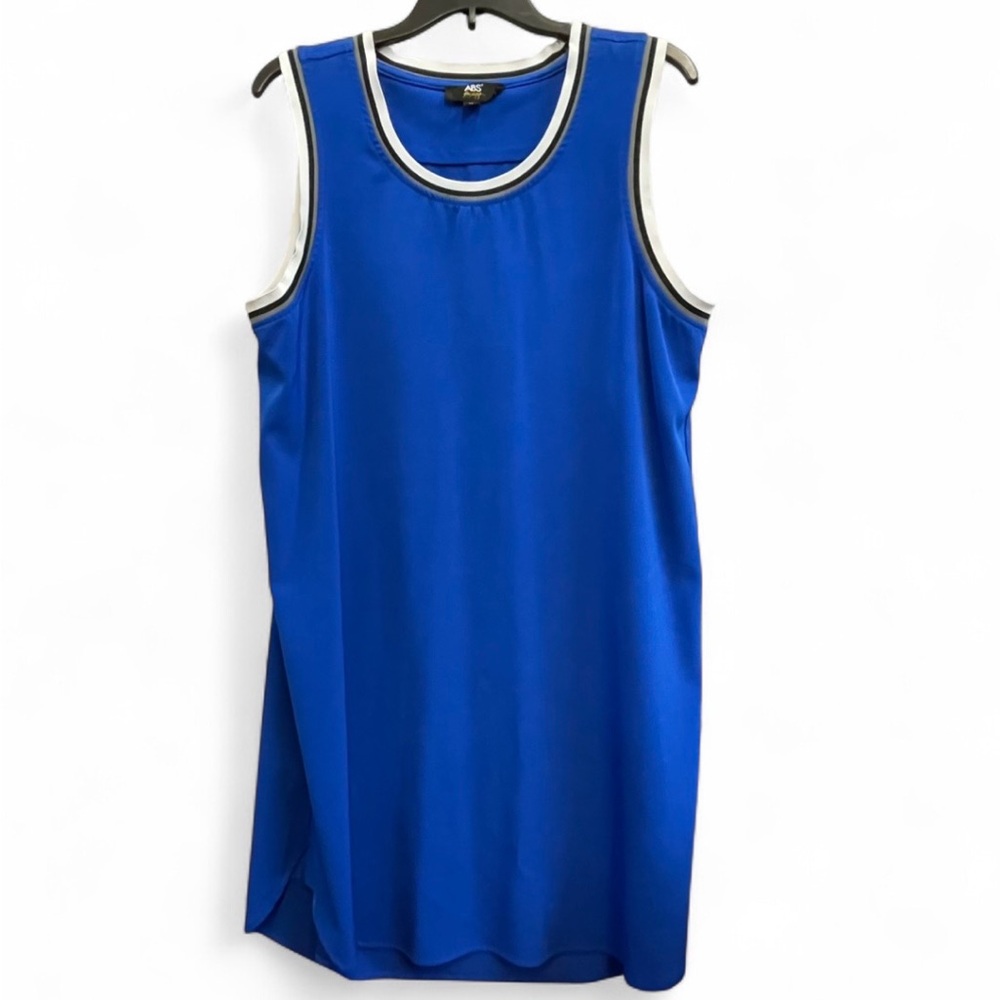 Blue Sleeveless Surf The Web Dress MIDI Trim XL Sporty ABS Allen Schwartz Y2K